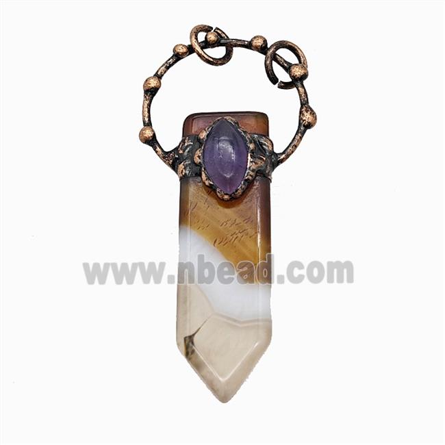 Gemstone Pendant, Red Copper Plated