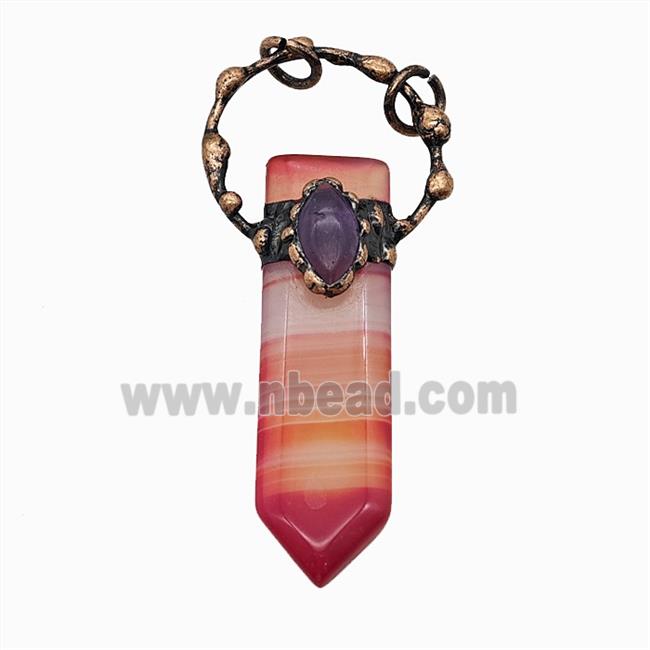 Gemstone Pendant, Red Copper Plated