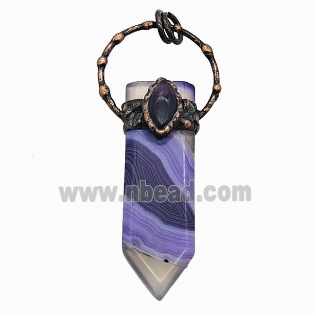 Gemstone Pendant, Red Copper Plated