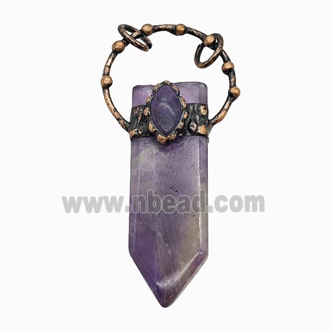 Gemstone Pendant, Red Copper Plated