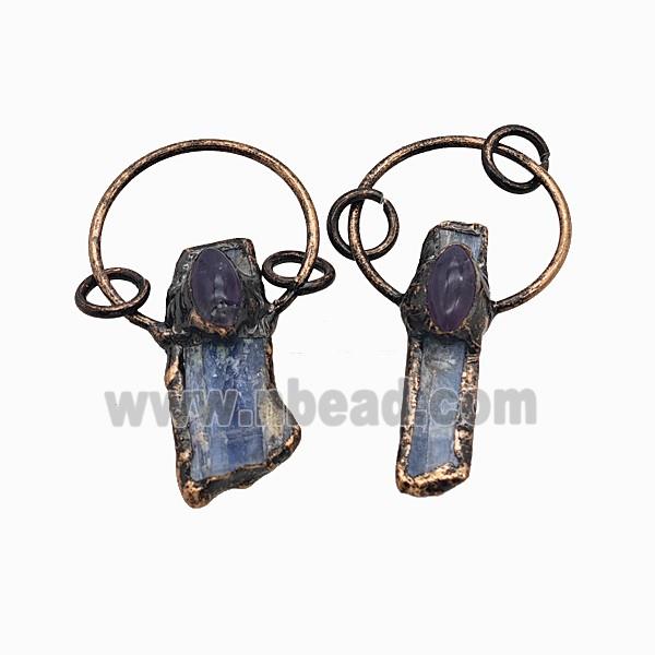 Gemstone Pendant, Red Copper Plated