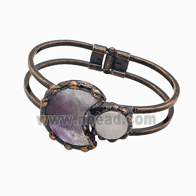 Gemstone Bracelet, Red copper Plated