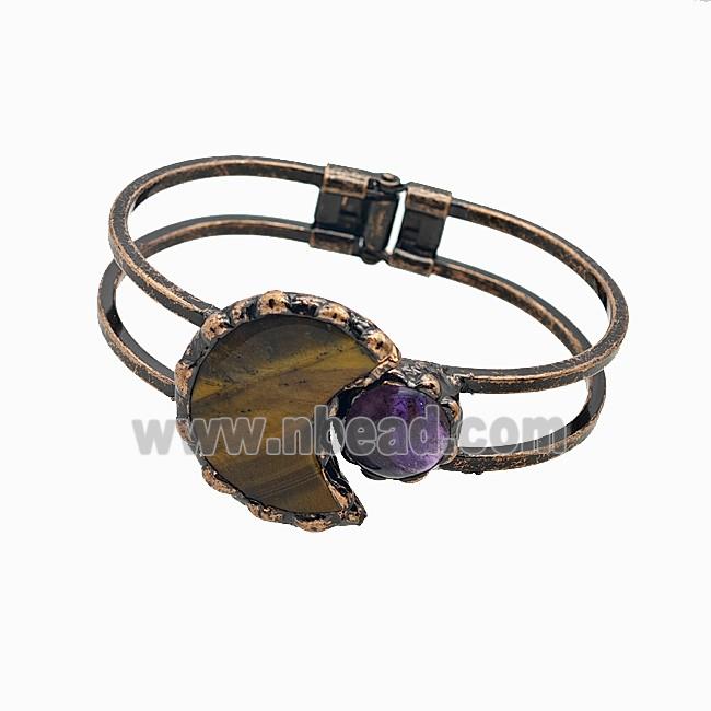 Gemstone Bracelet, Red copper Plated