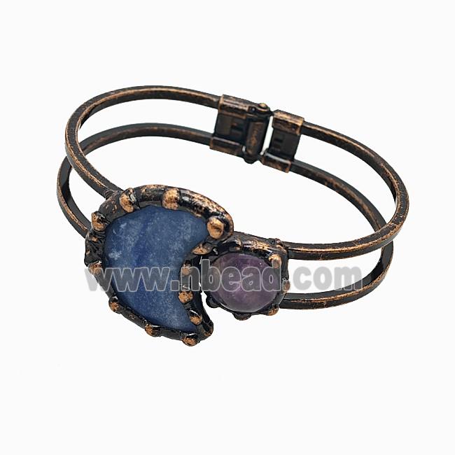 Gemstone Bracelet, Red copper Plated