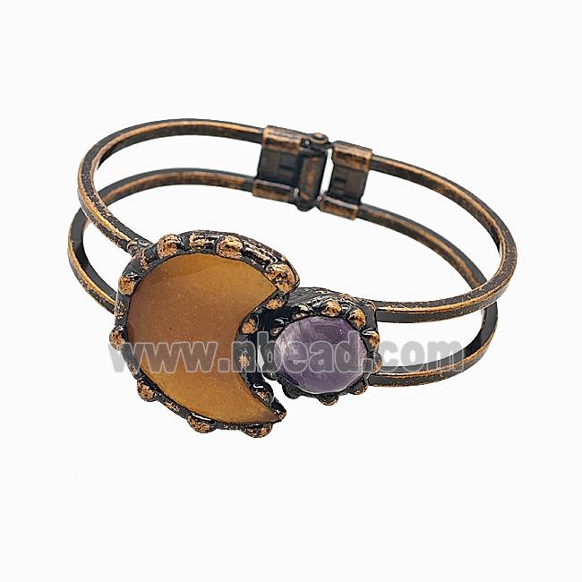 Gemstone Bracelet, Red copper Plated