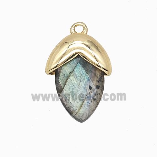 Labradorite Oval Pendant Copper Gold Plated