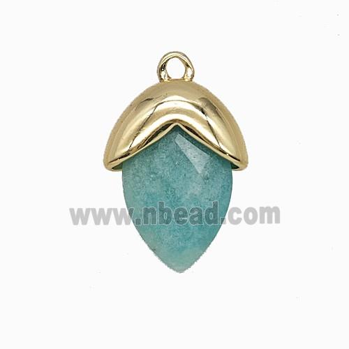 Green Amazonite Oval Pendant Copper Gold Plated