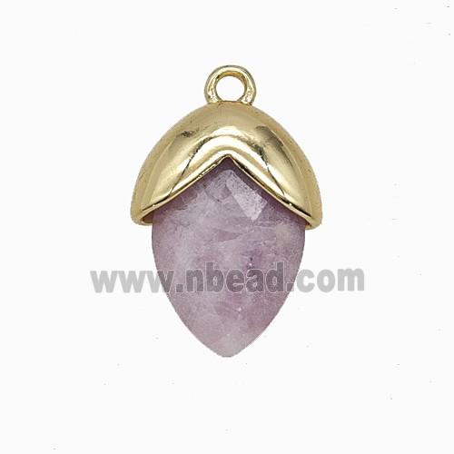Lavender Kunzite Oval Pendant Copper Gold Plated