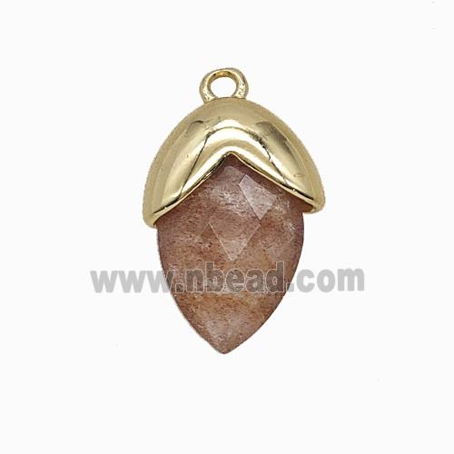 Strawberry Quartz Oval Pendant Copper Gold Plated