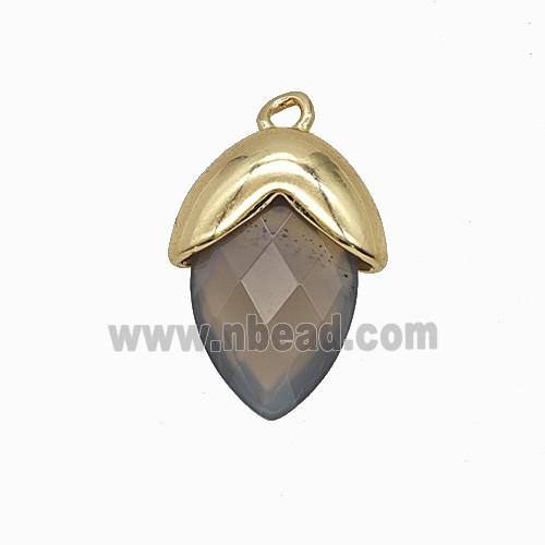 Gray Agate Oval Pendant Copper Gold Plated