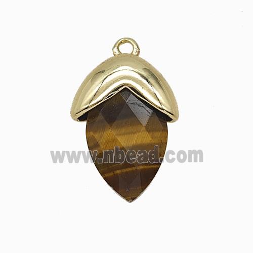 Tiger Eye Stone Oval Pendant Copper Gold Plated