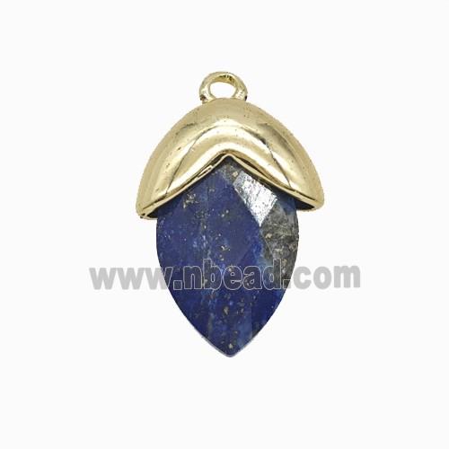 Blue Lapis Lazuli Oval Pendant Copper Gold Plated