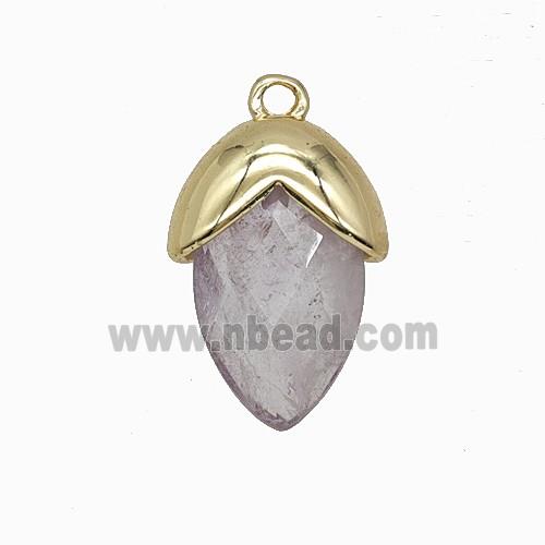 Lt.purple Amethyst Oval Pendant Copper Gold Plated