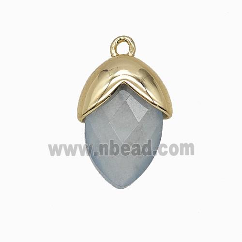 Lt.blue Dye Jade Oval Pendant Copper Gold Plated