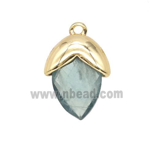 Green Fluorite Oval Pendant Copper Gold Plated