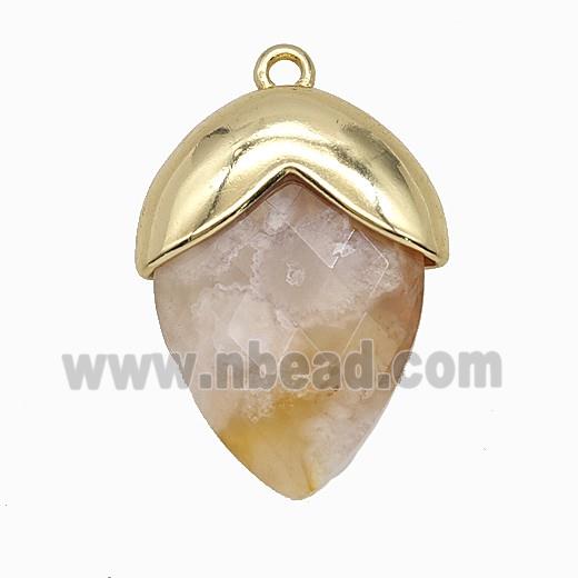 Sakura Agate Oval Pendant Copper Gold Plated