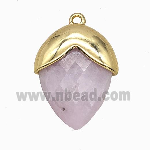 Lavender Kunzite Oval Pendant Copper Gold Plated