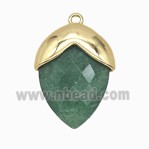 Green Strawberry Quartz Oval Pendant Copper Gold Plated