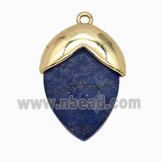Blue Lapis Lazuli Oval Pendant Copper Gold Plated