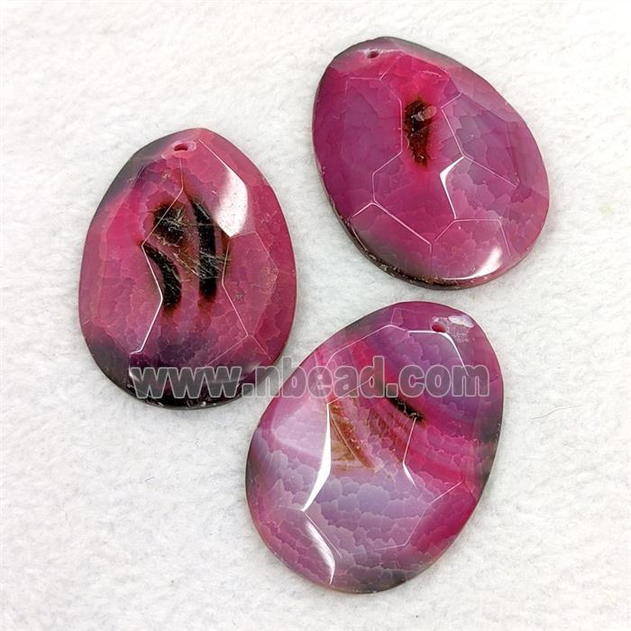 Natural Agate Slice Pendant Faceted Red Dye