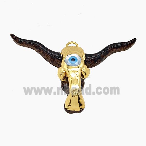 Resin Bull-head Pendant Gold Plated