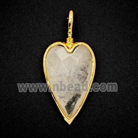Natural Clear Quartz Heart Pendant Gold Plated