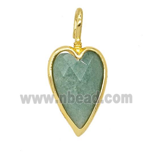 Natural Green Aventurine Heart Pendant Gold Plated