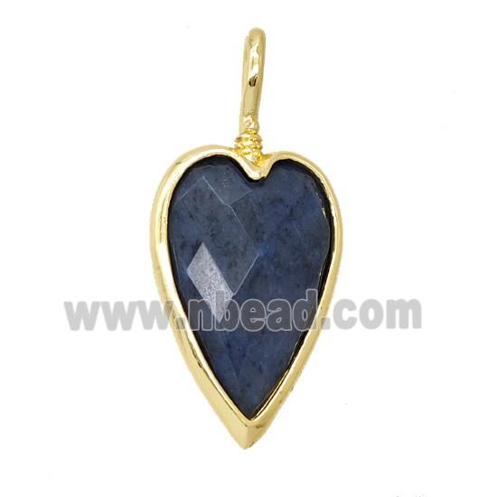 Natural Blue Sodalite Heart Pendant Gold Plated