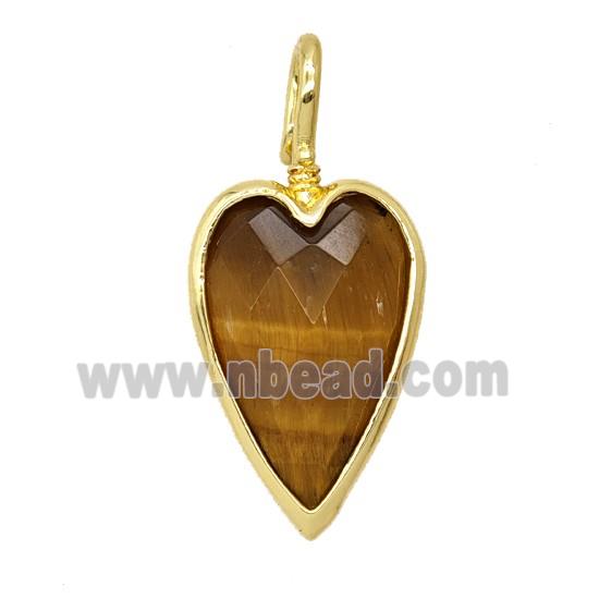 Natural Tiger Eye Stone Heart Pendant Gold Plated
