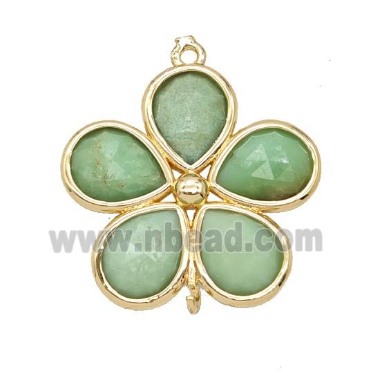 Green Chrysoprase Flower Connector Gold Plated