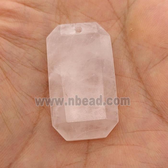 Natural Rose Quartz Rectangle Pendant Faceted