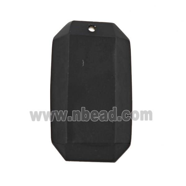 Natural Black Obsidian Rectangle Pendant Faceted