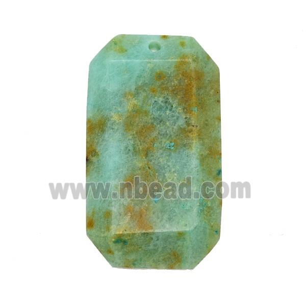 Natural Green Australian Chrysoprase Rectangle Pendant Faceted