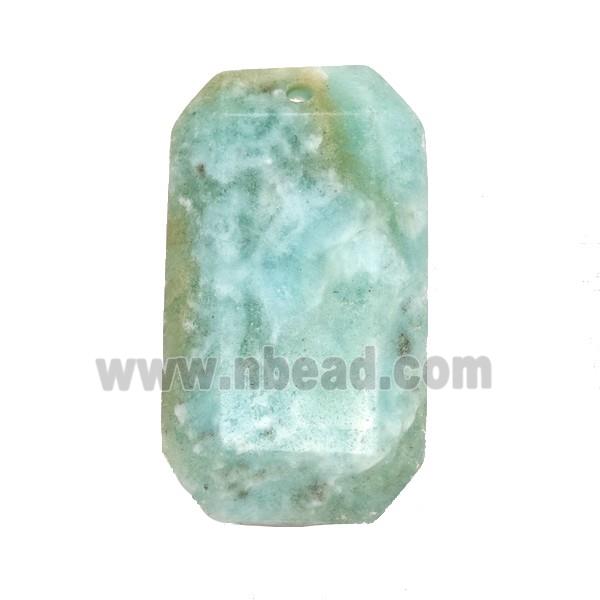 Green Amazonite Rectangle Pendant Faceted