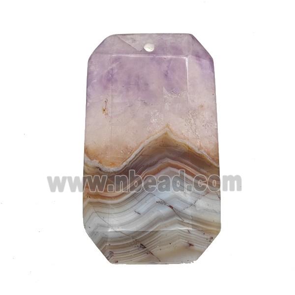 Natural Aurora Amethyst Agate Rectangle Pendant Faceted