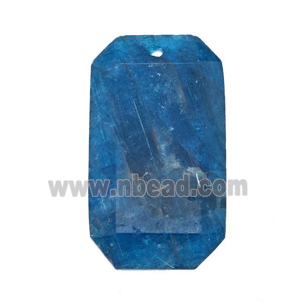 Natural Blue Apatite Rectangle Pendant Faceted