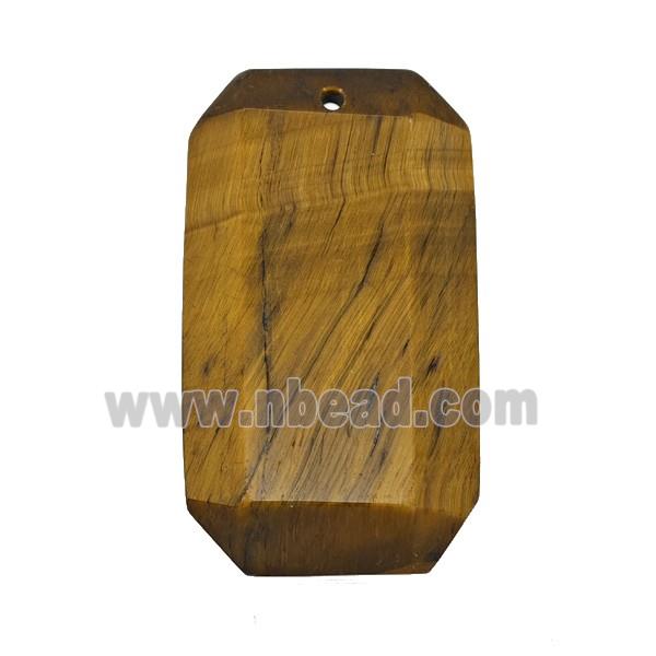 Natural Tiger Eye Stone Rectangle Pendant Faceted