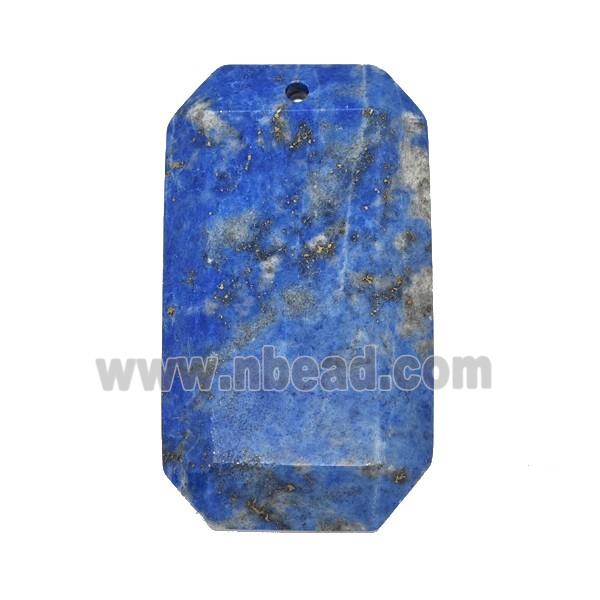 Natural Blue Lapis Lazuli Rectangle Pendant Faceted