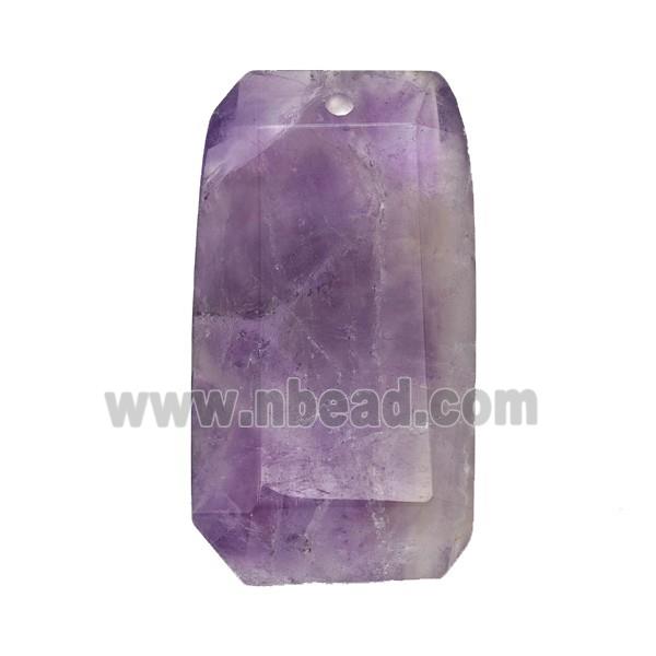 Natural Purple Amethyst Rectangle Pendant Faceted