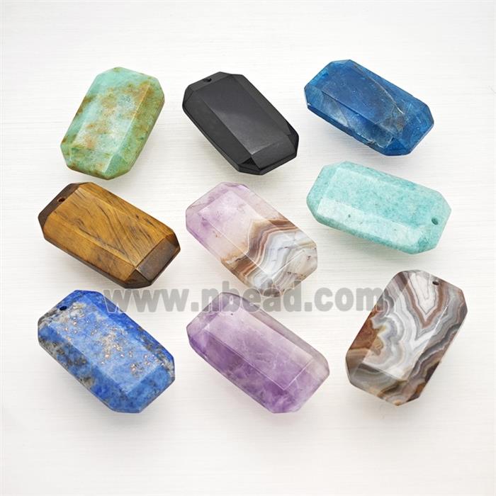 Natural Gemstone Rectangle Pendant Faceted Mixed