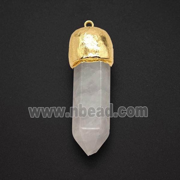 Clear Quartz Prism Pendant Gold Plated