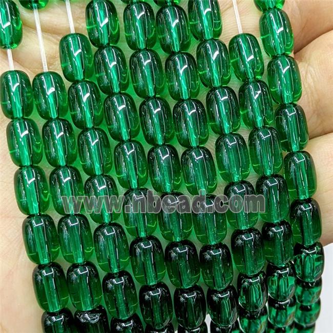 Green Crystal Glass Barrel Beads