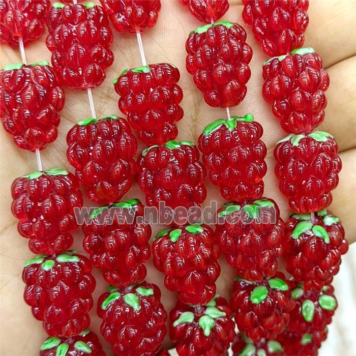 Lampwork Glass Strawberry Beads Red