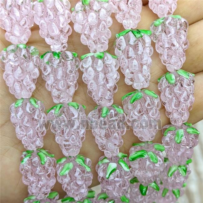 Lampwork Glass Grapes Beads Pink