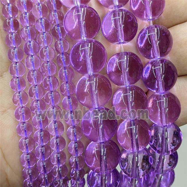 Lt.purple Glass Beads Smooth Round