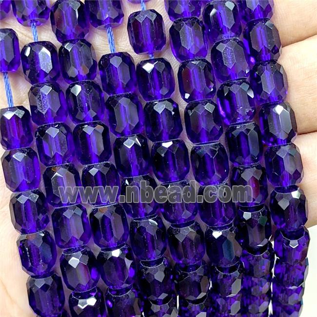 Darkpurple Crystal Glass Barrel Beads Faceted
