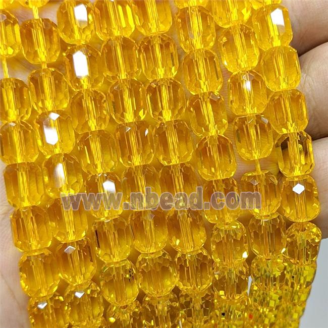 Golden Crystal Glass Barrel Beads Faceted