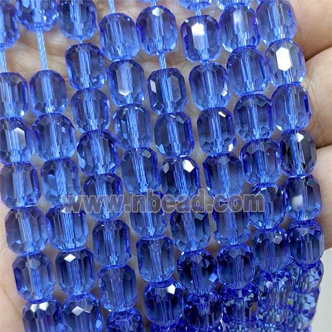 Skyblue Crystal Glass Barrel Beads Faceted