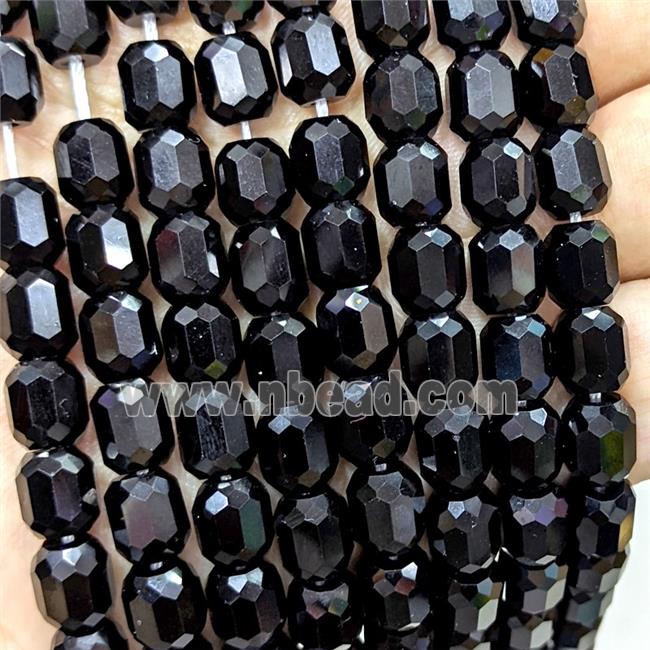 Black Jet Crystal Glass Barrel Beads Faceted