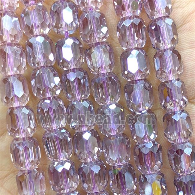 Lt.purple Crystal Glass Barrel Beads Faceted Electroplated